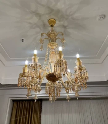 لوستر اتاق‌ خواب‌ لوکس مدل باکارا 8 شاخه عسلی-