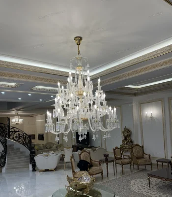 لوستر مدل باکارا 36 شاخه گرید A سفید لوکس-دو