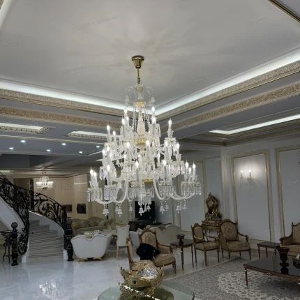 لوستر مدل باکارا 36 شاخه گرید A سفید لوکس-دو