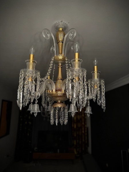 لوسترباکارا vip سایز ۶شاخه لوستر مدل باکارا vip طلایی 6 شاخه