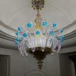 لوستر مدل لنتر مورانو اتاق‌ خوابی ترکیب سفید  آبی‌