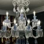 لوستر مدل باکارا 12 شاخه سفید آبی-یک