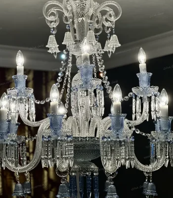 لوستر مدل باکارا 12 شاخه سفید آبی-یک