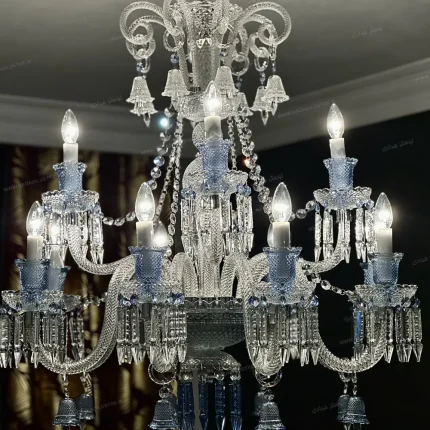 لوستر مدل باکارا 12 شاخه سفید آبی-یک