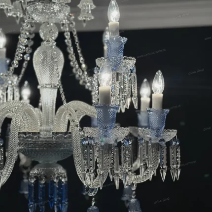 لوستر مدل باکارا 12 شاخه سفید آبی-دو