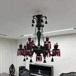 لوستر مدل باکارا 12 شاخه مشکی قرمز-یک