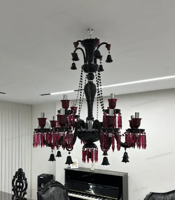 لوستر مدل باکارا 12 شاخه مشکی قرمز-یک
