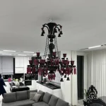 لوستر مدل باکارا 12 شاخه مشکی قرمز-دو