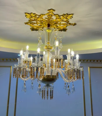 لوستر مدل باکارا 12 شاخه گرید A سفید عسلی-یک