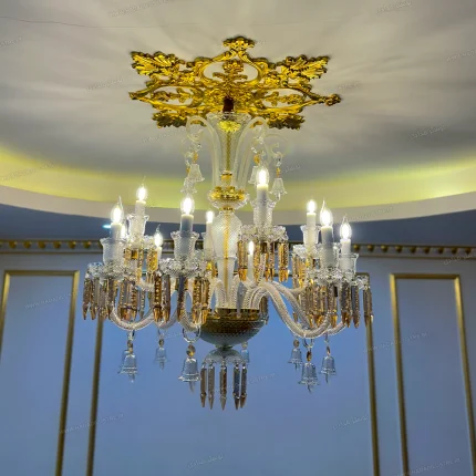 لوستر مدل باکارا 12 شاخه گرید A سفید عسلی-یک