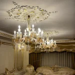 لوستر مدل باکارا 12 شاخه گرید A سفید عسلی-سه