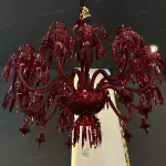 لوستر مدل باکارا 15 شاخه قرمز دانه اناری-چهار