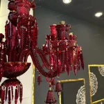 لوستر مدل باکارا 15 شاخه قرمز دانه اناری-سه