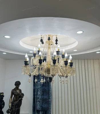 لوستر مدل باکارا 18 شاخه عسلی مشکی-یک