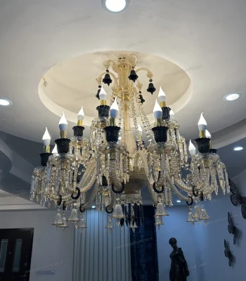 لوستر مدل باکارا 18 شاخه عسلی مشکی-دو