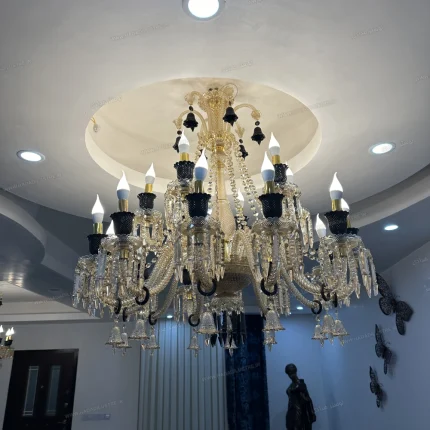 لوستر مدل باکارا 18 شاخه عسلی مشکی-دو