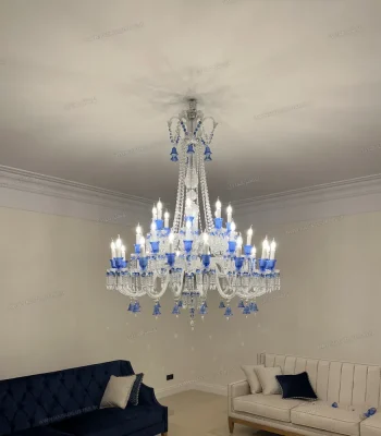 لوستر مدل باکارا 32 شاخه سفید آبی-یک
