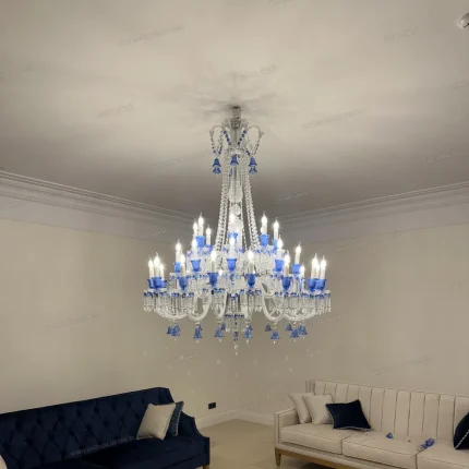 لوستر مدل باکارا 32 شاخه سفید آبی-یک