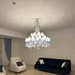 لوستر مدل باکارا 32 شاخه سفید آبی-سه