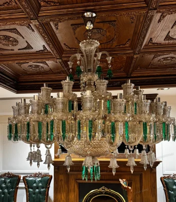 لوستر مدل باکارا 36 شاخه شامپاینی سبز-یک