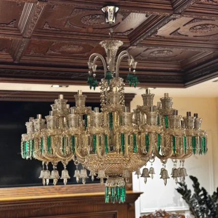لوستر مدل باکارا 36 شاخه شامپاینی سبز-دو