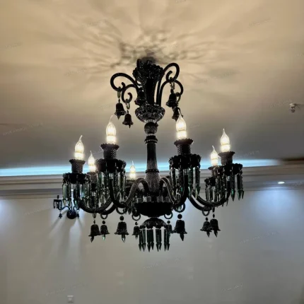 لوستر مدل باکارا 8 شاخه سبز مشکی-دو