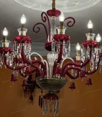 لوستر مدل باکارا ویولت 8 شاخه سفید قرمز-یک