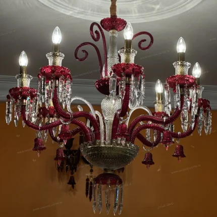 لوستر مدل باکارا ویولت 8 شاخه سفید قرمز-یک