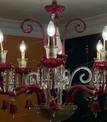 لوستر مدل باکارا ویولت 8 شاخه سفید قرمز-دو