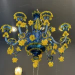 لوستر مدل مورانو 10 شاخه آبی زرد-یک