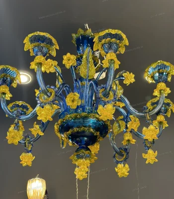 لوستر مدل مورانو 10 شاخه آبی زرد-یک