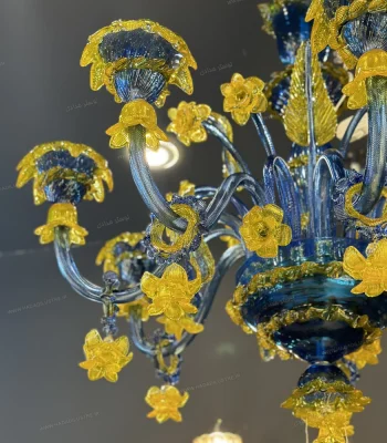 لوستر مدل مورانو 10 شاخه آبی زرد-دو