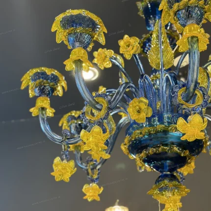 لوستر مدل مورانو 10 شاخه آبی زرد-دو