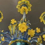 لوستر مدل مورانو 10 شاخه آبی زرد-چهار