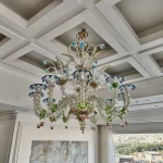 لوستر مدل مورانو 12 شاخه 3 بازو پنج رنگ-سه