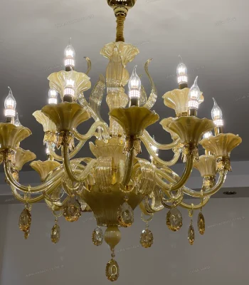 لوستر مدل مورانو 15 شاخه عسلی-یک