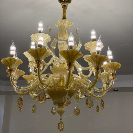 لوستر مدل مورانو 15 شاخه عسلی-یک