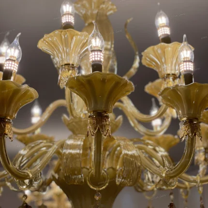 لوستر مدل مورانو 15 شاخه عسلی-دو