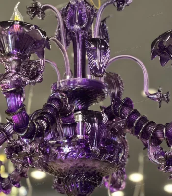 لوستر مدل مورانو VIP میکس دست ساز 6 شاخه بنفش-دو