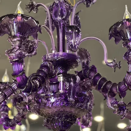 لوستر مدل مورانو VIP میکس دست ساز 6 شاخه بنفش-دو