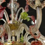 لوستر مدل مورانو رزا 10 شاخه عسلی قرمز سبزسه