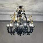 لوستر مدل مورانو سایز 12 شاخه 3 بازو دودی تیره-سه