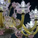 لوستر مدل مورانو لوکس 12 شاخه عسلی صورتی-دو