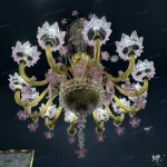 لوستر مدل مورانو لوکس 12 شاخه عسلی صورتی-سه