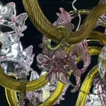 لوستر مدل مورانو لوکس 12 شاخه عسلی صورتی-شش