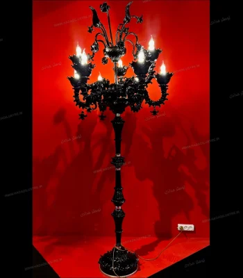 کنار سالنی مدل مورانو 9 شاخه فول مشکی-یک