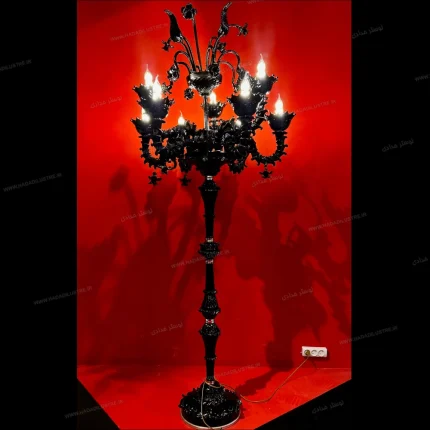 کنار سالنی مدل مورانو 9 شاخه فول مشکی-یک