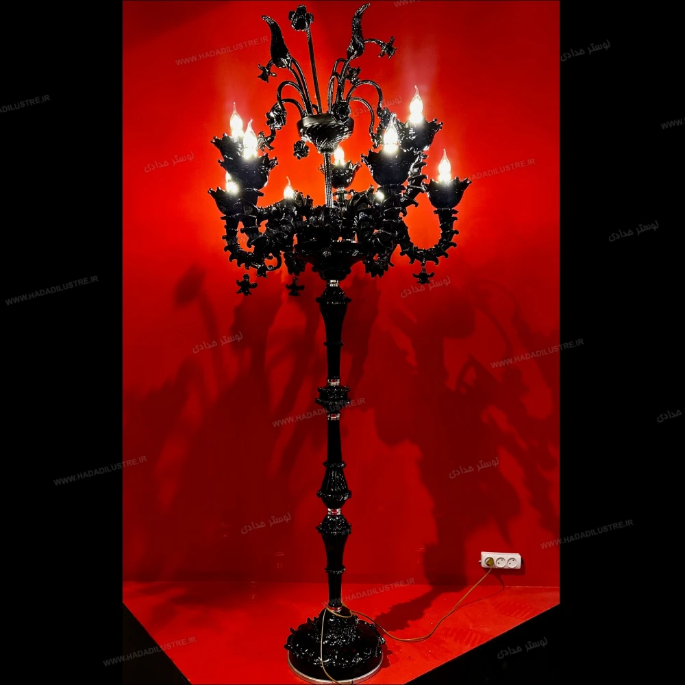 کنار سالنی مدل مورانو 9 شاخه فول مشکی کنار سالنی مدل مورانو 9 شاخه فول مشکی-یک