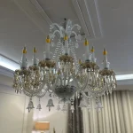 لوستر مدل باکارا 18 شاخه سفید عسلی-یک