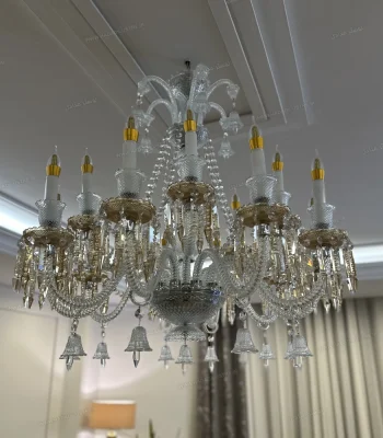 لوستر مدل باکارا 18 شاخه سفید عسلی-یک